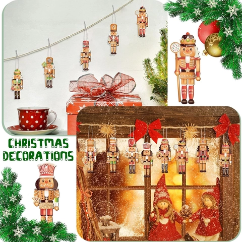 Schiaccianoci Ornamenti In Legno Natale Pan Di Zenzero Caramelle Soldato Figurine Decorazione Albero Appeso Vacanza Festiva Casa