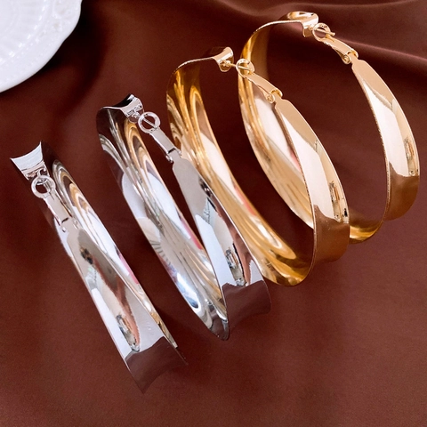 Orecchini A Cerchio Geometrici Lega Lucidatura A Specchio Gioielli Dichiarazione Con Perno In Argento Sterling 925 Donna