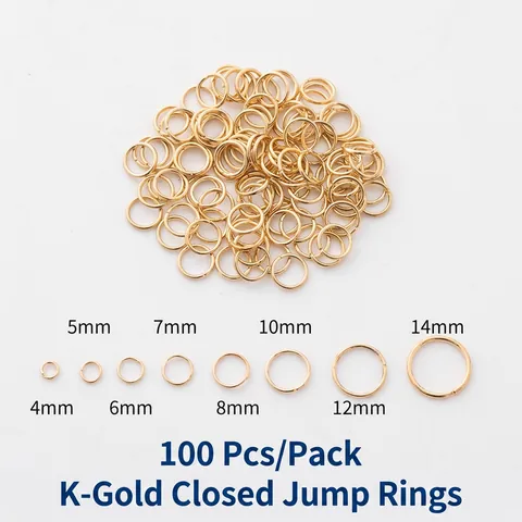 KC Gold Plated Metal Closed Open Jump Rings For Jewelry Making DIY Necklace Bracelet Crafting Accessories