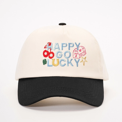 Happy Go Lucky Bestickte Baseballkappe Color Block Polyester Verstellbar Sonnenschutz Outdoor Freizeit Snapback Hut