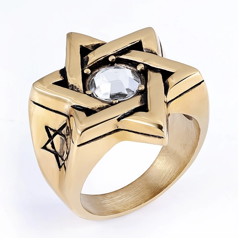 Anello Da Uomo In Acciaio Inossidabile Con Esagramma E Pietra Preziosa Stella Di Davide Gioielli Punk Quotidiani