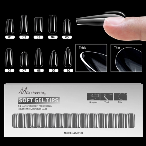 Professional Soft Gel Nail Tips Transparent Semi Matte Traceless False Nails For Manicure Extension Multiple Shapes Women Beauty