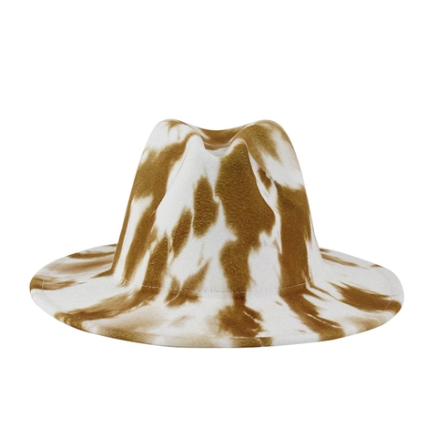 Fedora Hoed Brede Rand Tie-Dye Polyester Vilt Vintage Jazz Cap Voor Heren Dames Modieus