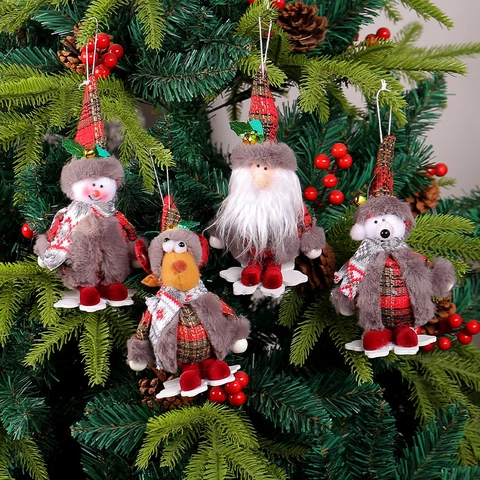 Ornamenti Appesi Albero Di Natale Bambola Gnomo Peluche Babbo Natale Pupazzo Di Neve Renna Orso Decorazione Festa Casa