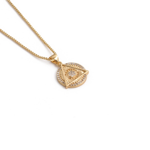 Collar Con Colgante De Ojo Turco Cobre Chapado En Oro Circón Colorido Incrustado Joyería Bohemia De Moda Para Mujer