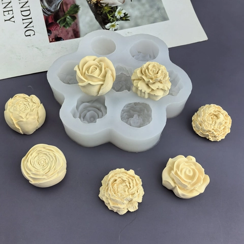 Flower Silicone Mold Multiple Cavities For Baking Chocolate Fondant Resin Gypsum DIY Handmade Crafting Rose Peony Shape
