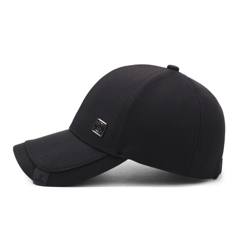 Men Baseball Cap Adjustable Sun Hat Outdoor Sporty Cotton Twill Breathable Minimalist Casual With Square Metal Logo Tag
