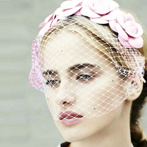 Diadema Vintage Con Velo De Rejilla Flor Malla Diamantes De Imitación Tocado Accesorios Para El Cabello Fiesta Mujer