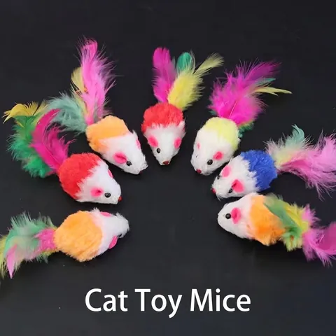 Juguetes Interactivos Para Gatos Simulación Ratón De Peluche Plumas De Colores Bola De Hierba Gatera Para Gatos De Interior