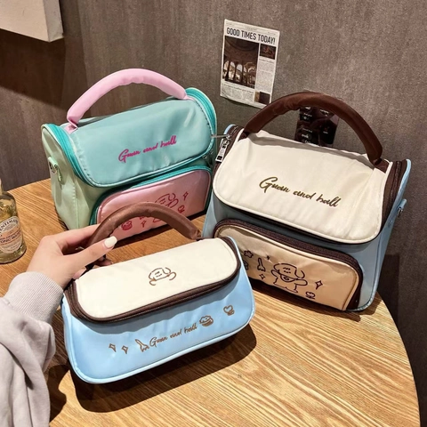 Handheld Make-Up Organizer Tasche Wasserdicht Oxford Stoff Große Kapazität Tragbare Reise Kosmetiktasche Süße Cartoon