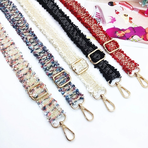 Woven Tweed Shoulder Bag Strap Replacement Adjustable Crossbody Purse Handbag Strap Fringe Decorative Accessory Women