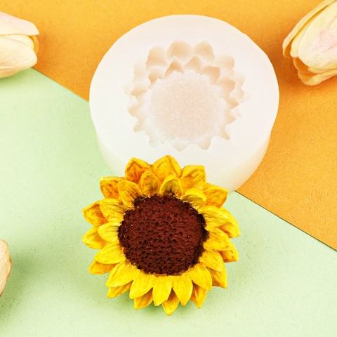 Molde Silicona Forma Girasol Redondo Creativo DIY Pastel Fondant Chocolate Vela Jabón Yeso Aromaterapia Decoración