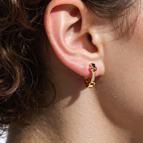 Orecchini Rame Zircone Minimalista Morsetto Spilla Balia Design Geometrico Accessori Moda Per Donna Ufficio