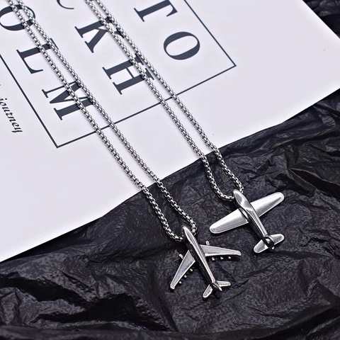 Collana Con Ciondolo Aereo In Acciaio Inossidabile E Lega Caccia Hip Hop Gioielli Di Moda Minimalisti Per Uomo Donna