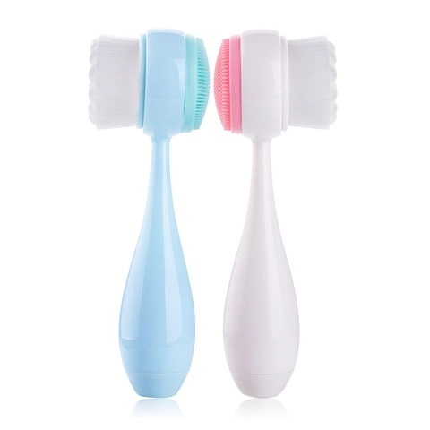 Spazzola Per La Pulizia Del Viso A Doppia Faccia Setole In Fibra Morbida Silicone Spazzola Lavaggio Manuale Per Pori