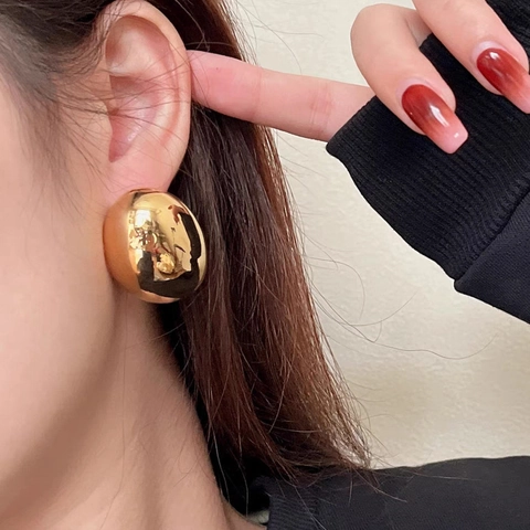 Ovale Geometrische Ohrstecker Legierung Spiegelglatt Minimalistisch Modeschmuck Damen Mit Silver Earring Post