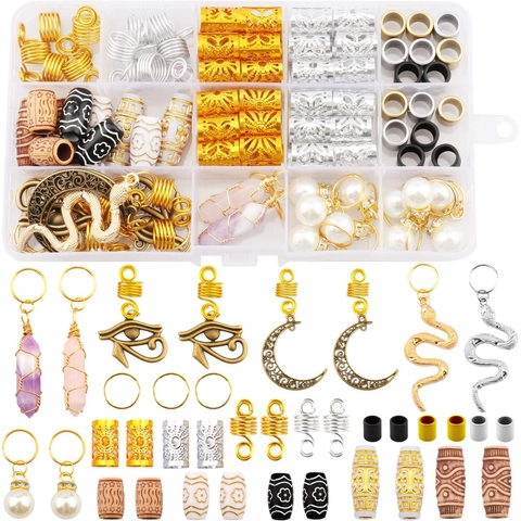 Accessori Dreadlocks Gioielli Per Trecce Anelli Metallo Pendenti Serpente Luna Malocchio Finta Perla Artificial Cristallo Acconciatura Capelli