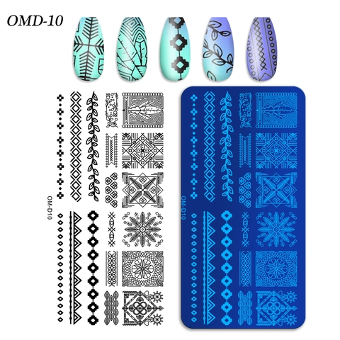 Nail Stamping Plate Stainless Steel DIY Art Template Rectangular Geometric Floral Pattern For Manicure Salon Home