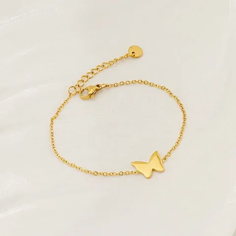Bracciale Con Ciondolo A Farfalla Acciaio Inossidabile Placcato Oro 18K Regolabile Gioielli Minimalisti Per Donna Regalo