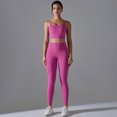 Reggiseno Sportivo E Leggings Da Yoga A Vita Alta Da Donna Senza Cuciture Traspirante Antibatterico Nylon Spandex