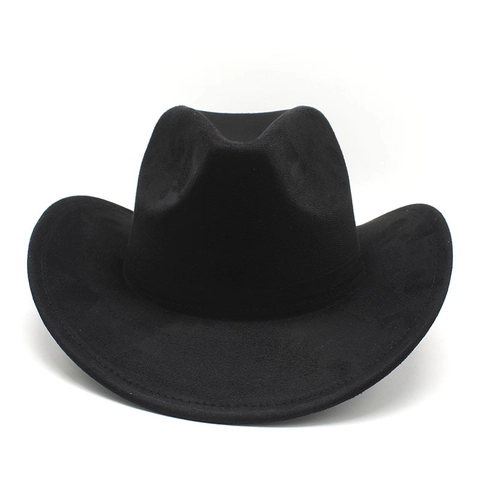 Chapeau De Cowboy Occidental Vintage Daim Feutre Large Bord Roulé Style Ethnique Protection Solaire Pour Hommes Femmes