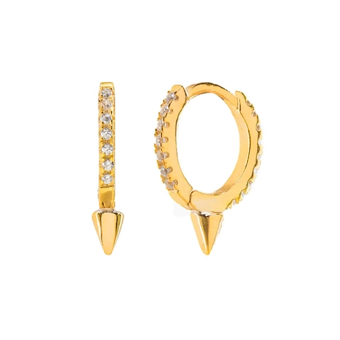 Punk Stijl Koperen Oorbellen Met 925 Sterling Zilver Stift Ingelegde Zirconia Hart Ster Oorbellen Voor Vrouwen