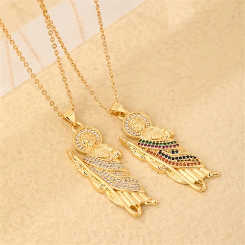 Saint Jude Pendant Necklace Gold Plated Stainless Steel Copper Zirconia Religious Hip Hop Bling Jewelry For Women