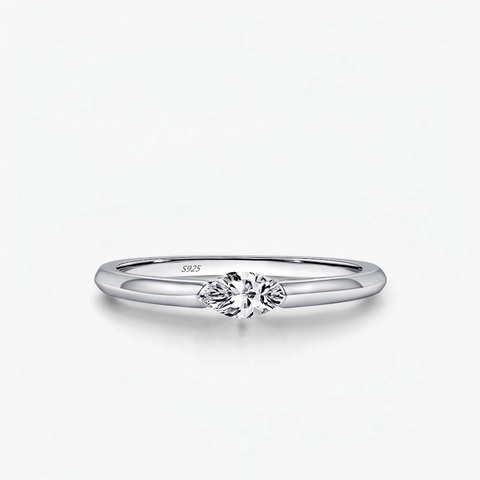 Marquise Schliff Zirkonia Ring 925 Sterling Silber Minimalistischer Einfacher Eleganter Schmuck Für Damen Mode OL