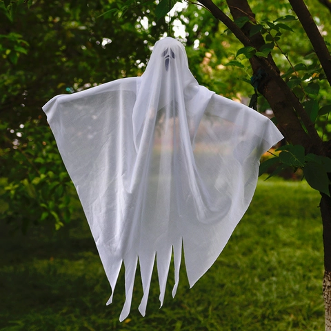 Halloween Hanging Ghost Decorations White Fabric Scary Flying Ghosts For Outdoor Yard Party Home Haunted House Decor