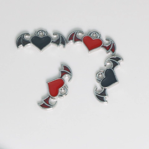 Charms Coeur Ailes De Chauve-Souris En Alliage Émail Pour Fabrication De Bijoux DIY Gothique Sombre Halloween Accessoires