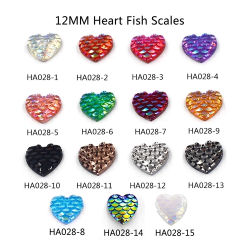 Cabochon In Resina A Forma Di Cuore Motivo Scaglie Di Pesce Iridescenti Texture Sirena Retro Piatto Per Produzione Di Gioielli Fai Da Te Decorazione Artigianale