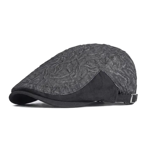 Women Lace Flower Beret Hat 3D Floral Texture Breathable Mesh Sun Protection Retro Flat Cap Adjustable Buckle