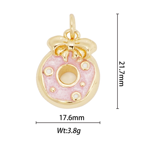 Schattige Meerkleurige Emaille Donut Ijsje Hanger Zonder Ketting Verguld Koperen Bedeltje Voor Doe-het-zelf Sieraden Maken Accessoires