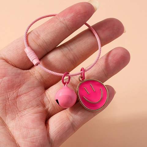Portachiavi Con Faccina Sorridente Simpatico Anello In Filo Metallico Pendente A Campanello Emoji Colorato Fascino Per Borsa Accessorio Di Moda