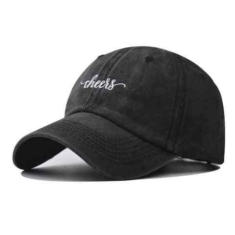 Cappello Da Baseball In Cotone Lavato Vintage Distressed Cappello Ricamato Lettera Cheers Regolabile Per Esterno Unisex