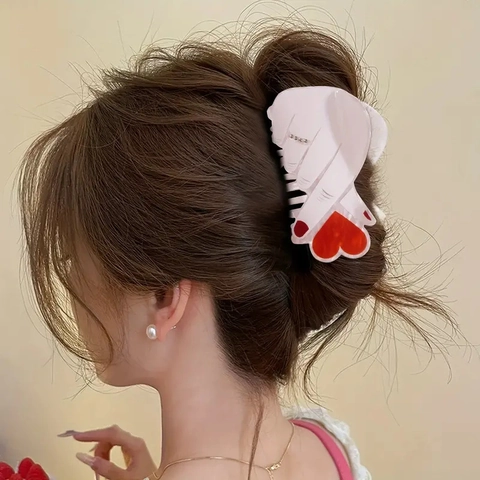Elegante Haarklem Hartgebaar PVC Acryl Strass Sprankelende Grote Haarklem Voor Vrouwen Feest Valentijnscadeau