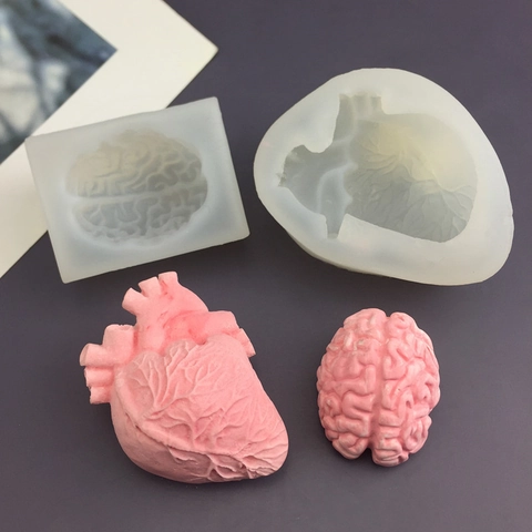 Realistische Gehirn Herz Silikonform Organ Simulation Für Halloween DIY Kerzen Seifen Fondant Backen Handwerk