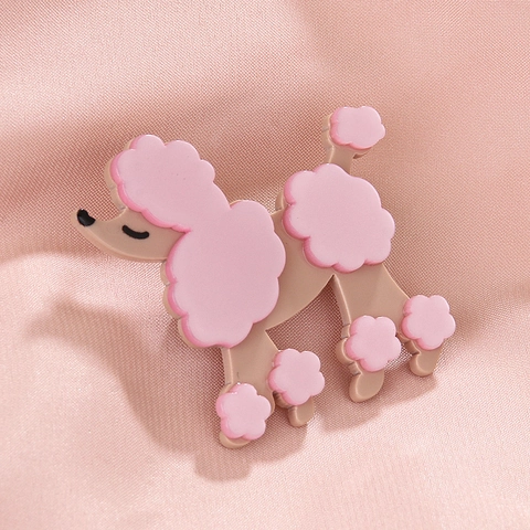Cute Cartoon Poodle Dog Shape Brooch Pin Acrylic Acetate Resin Fashion Animal Jewelry For Women