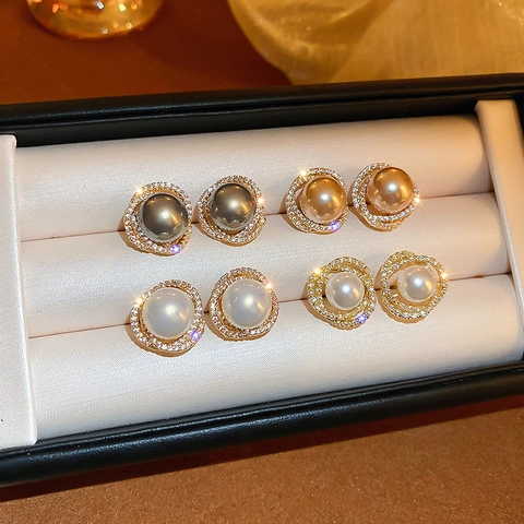 Orecchini A Lobo Vintage In Stile Francese Con Perla Artificial Imitazione Zircone E Perno In Argento Sterling 925 Per Donna Elegante