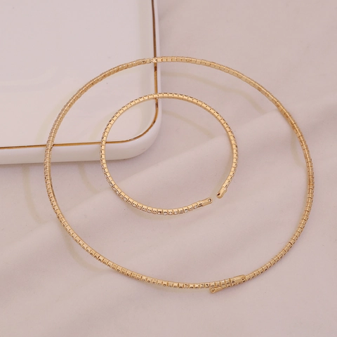 Ensemble Collier Choker Et Bracelet En Cuivre Strass Bijoux De Mode Minimalistes Élastiques Pour Femmes