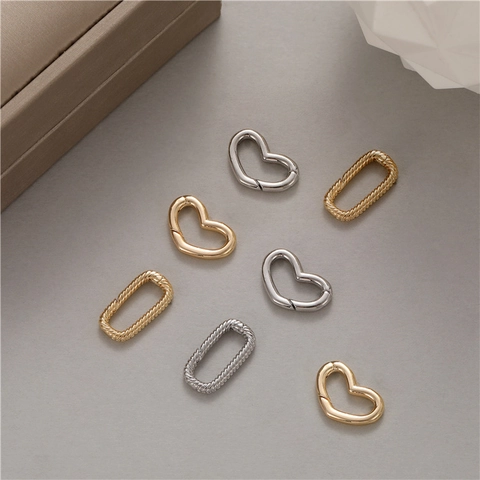 Connettori Gioielli Rame Cuore Ovale Chiusura Vite Trama Corda Intrecciata DIY Collana Bracciale Produzione Accessori