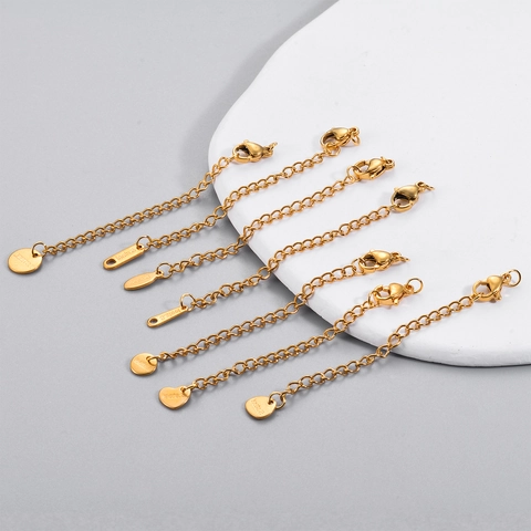 Stainless Steel Extension Chain Lobster Clasp For DIY Jewelry Making Necklace Bracelet Tail Chains With Shaped Tags