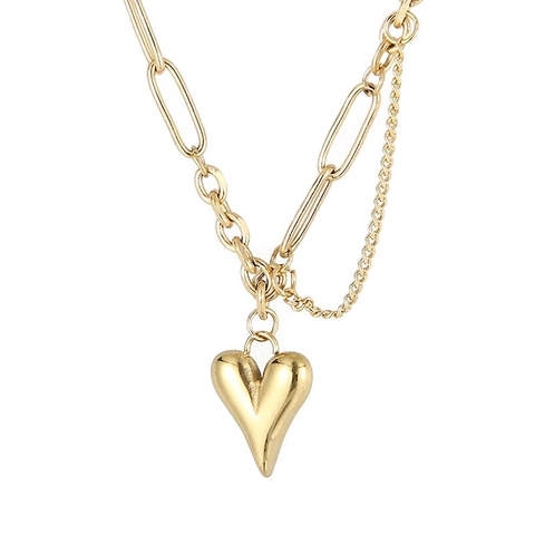 Herz Anhänger Halskette Edelstahl Gemischte Büroklammerkette Asymmetrischer Schicker Minimalistischer Schmuck Für Damen