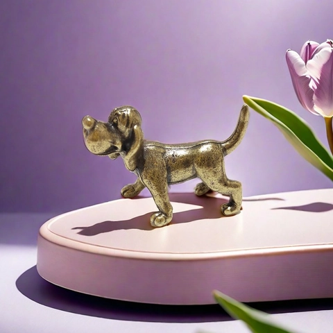 Statuetta Cane In Ottone Vintage Mini Statua Animale Finitura Antica Decorazione Da Scrivania Artigianato