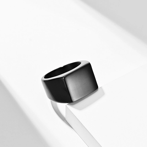 Anillo De Sello De Acero Inoxidable Para Hombre Vintage Cuadrado Pulido Joyería De Dedo Minimalista Hip Hop Punk