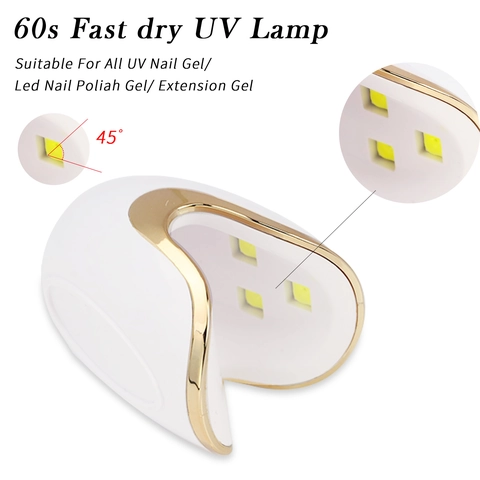 Mini Lámpara De Uñas UV LED Portátil Forma De Huevo De Dinosaurio Luz De Fototerapia Para Esmalte De Gel Manicura Blanco