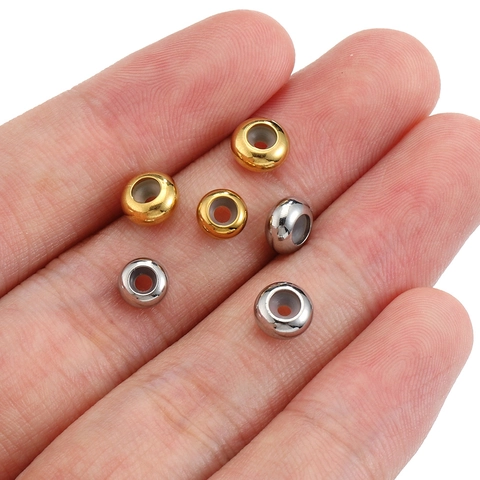 Edelstahl Stopper Perlen Mit Silikon Inlay Schieber Positionierung Abstandsperlen Für DIY Schmuckherstellung Zubehör