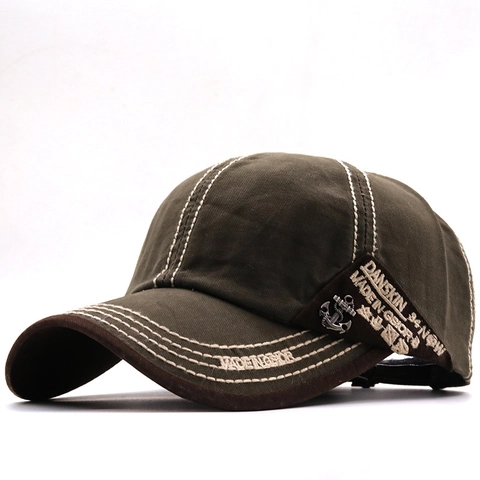 Gorra De Béisbol De Algodón Retro Con Costuras En Contraste Y Amuleto De Metal De Ancla Sombrero Ajustable Hombres Mujeres