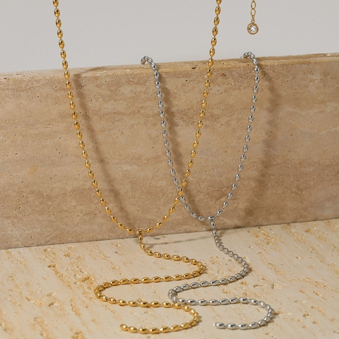Collier En Y Minimaliste Acier Inoxydable Chaîne À Billes Avec Pendentif En Zircon Bijou Élégant Réglable Pour Femme