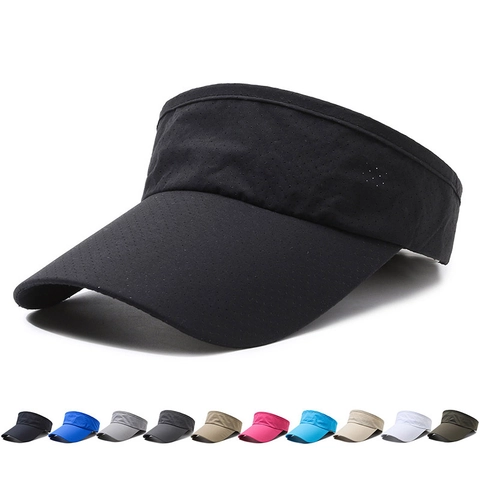 Visera Parasol Poliéster Transpirable Secado Rápido Protección UV Deporte Al Aire Libre Tenis Golf Ajustable Unisex